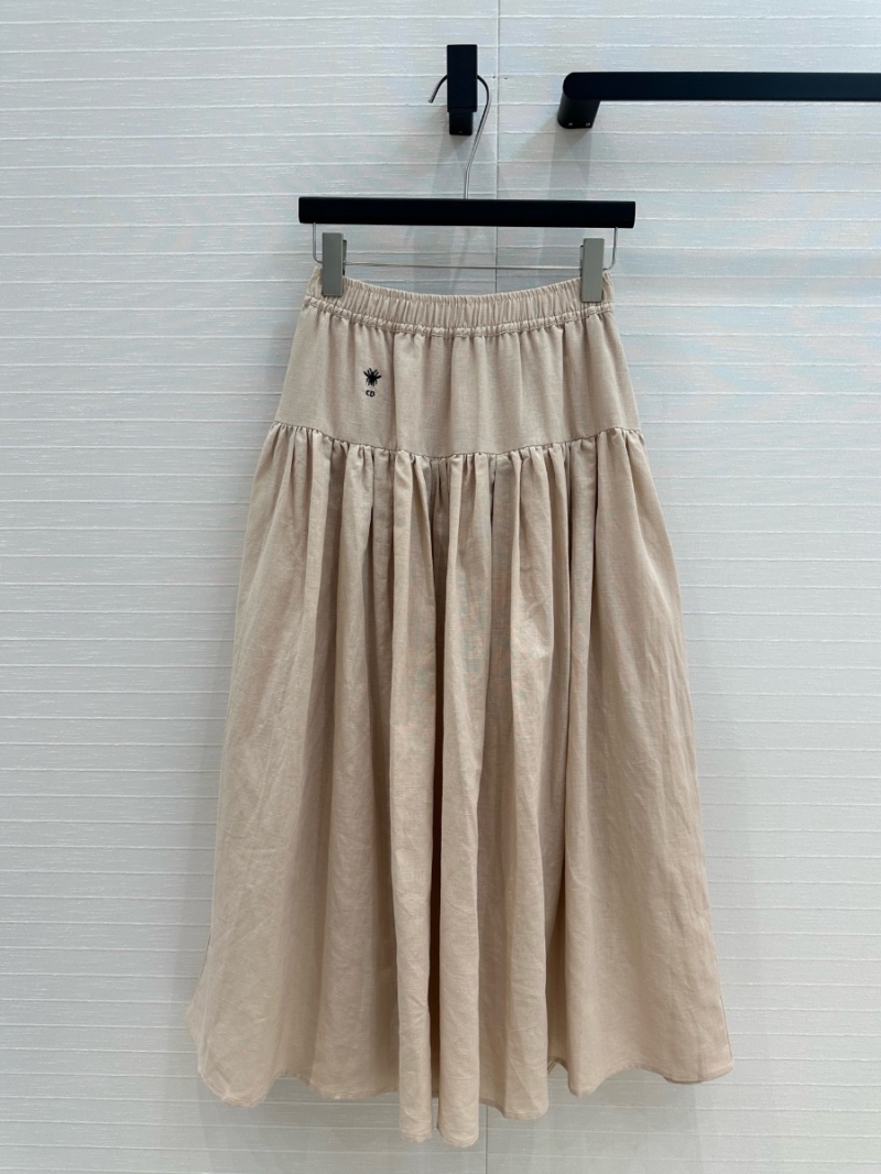 Dior Embroidered Cotton-Linen Maxi Skirt Beige – Elegant and Flowing