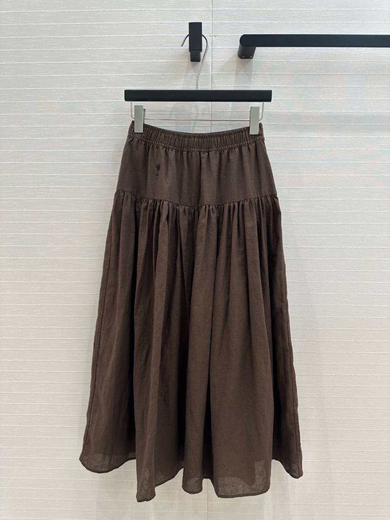 Dior Embroidered Cotton-Linen Maxi Skirt Camel – Elegant and Flowing