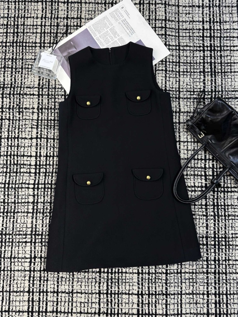 Celine Wool Four-Pocket Sleeveless Dress
