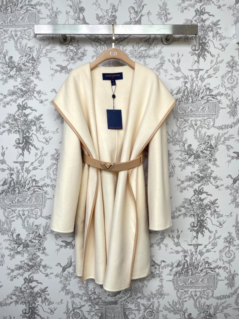Louis Vuitton Wraparound Long Wool Coat in Cream
