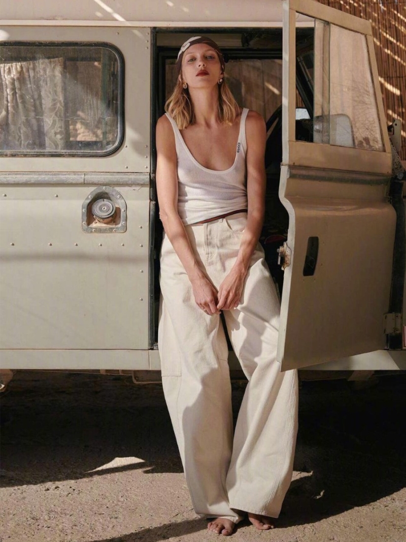 Gucci 2025 Distressed Relaxed Wide-Leg Jeans Cream