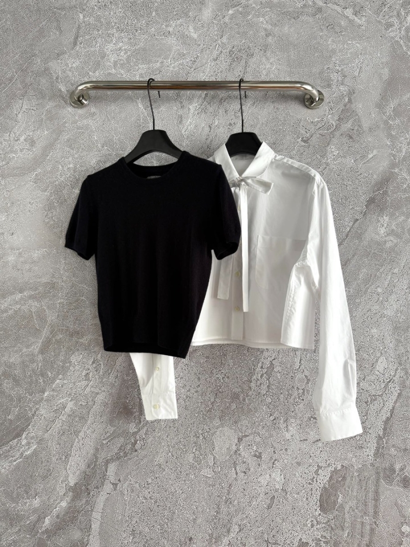 Prada Fine Cashmere Knit Top with Back Triangle Cut-Out Detail