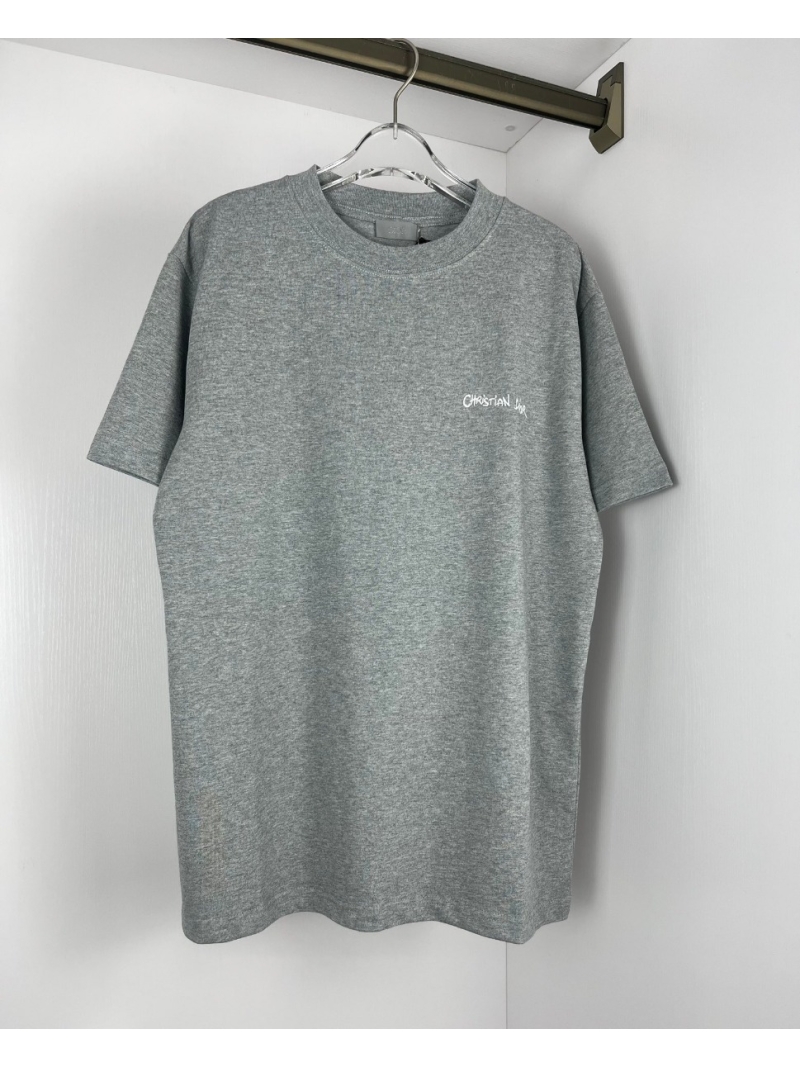 Dior 2024 Embroidered Cotton T-Shirt. Grey