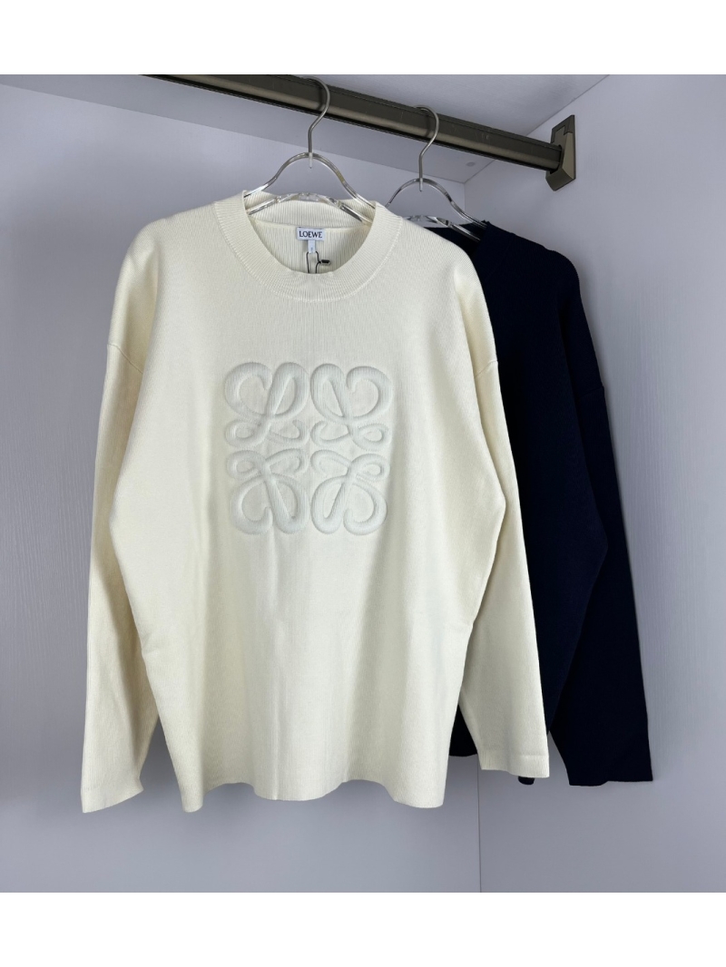 Loewe 2024 Embossed Wool Sweater. Creamy White