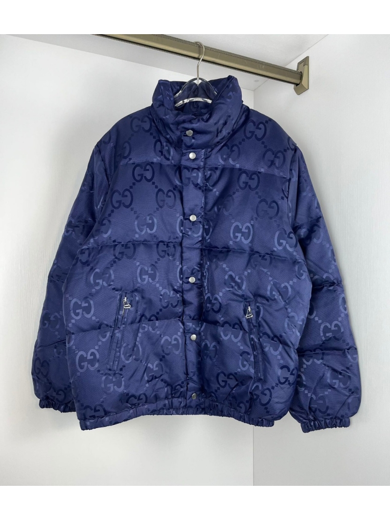 Gucci 2024 Jacquard Down Jacket in Navy Blue