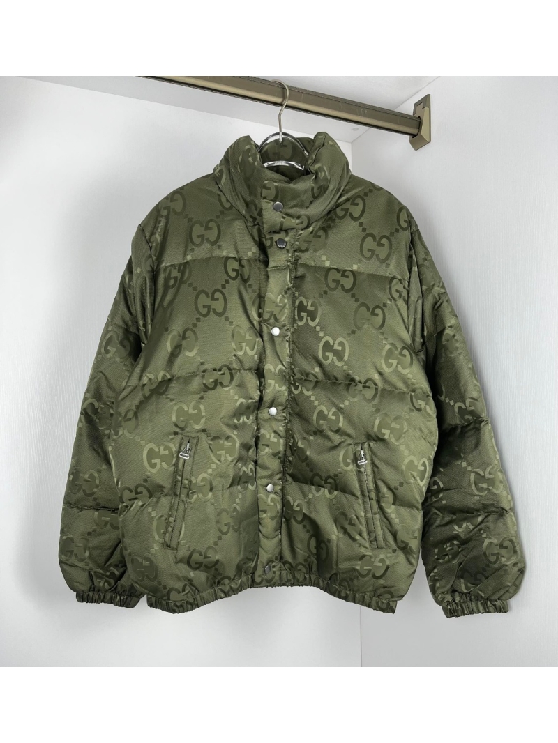 Gucci 2024 Jacquard Down Jacket in Olive Green