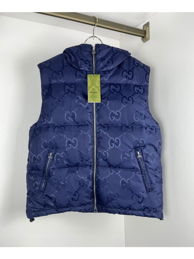 Gucci Him 2024 Jacquard Pattern Down Vest. Royal Blue