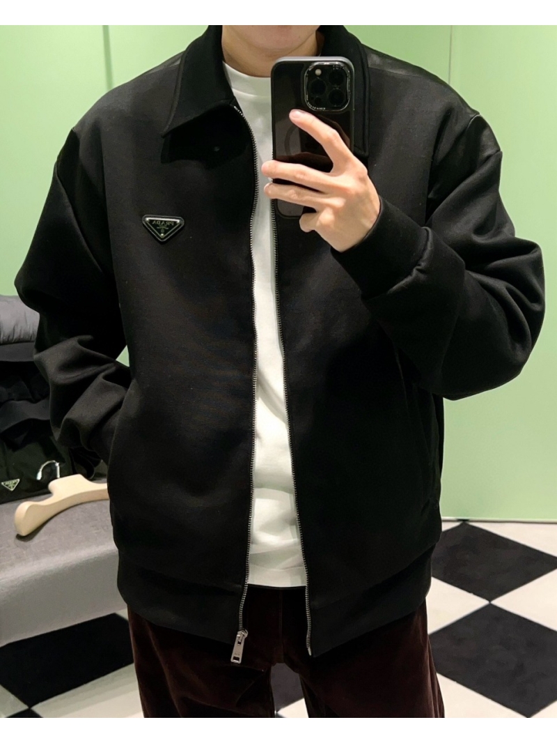 Prada 2024 Triangle Logo Zip Jacket – Black