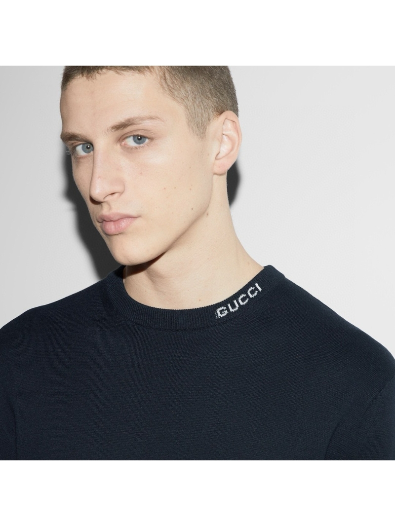 Gucci Lido Sophisticated Knit T-Shirt Navy Blue