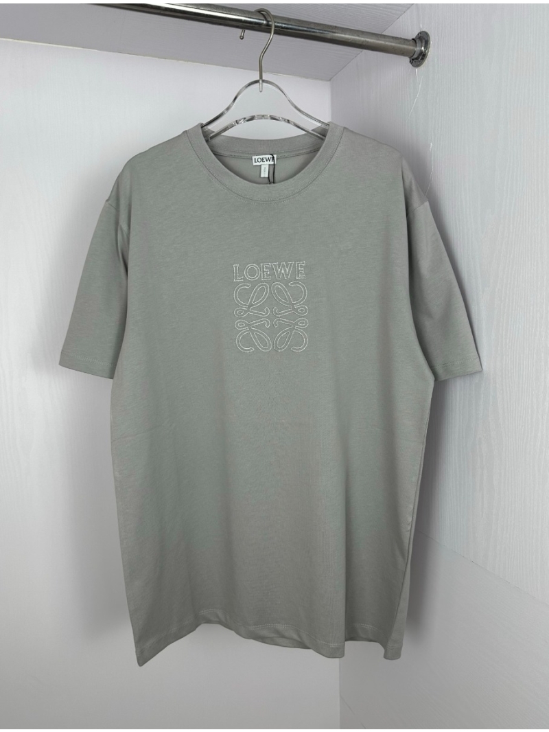 Loewe 2025 Embroidered Chic Graphic T-Shirt. Light Gray