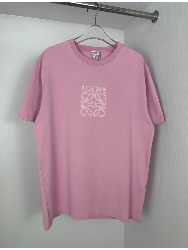 Loewe 2025 Embroidered Chic Graphic T-Shirt. Pink