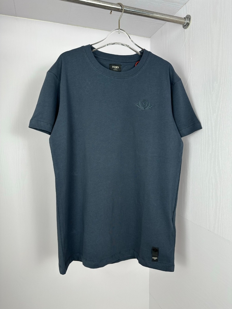 FENDI Club Crest Embroidered Luxury T-Shirt – Blue