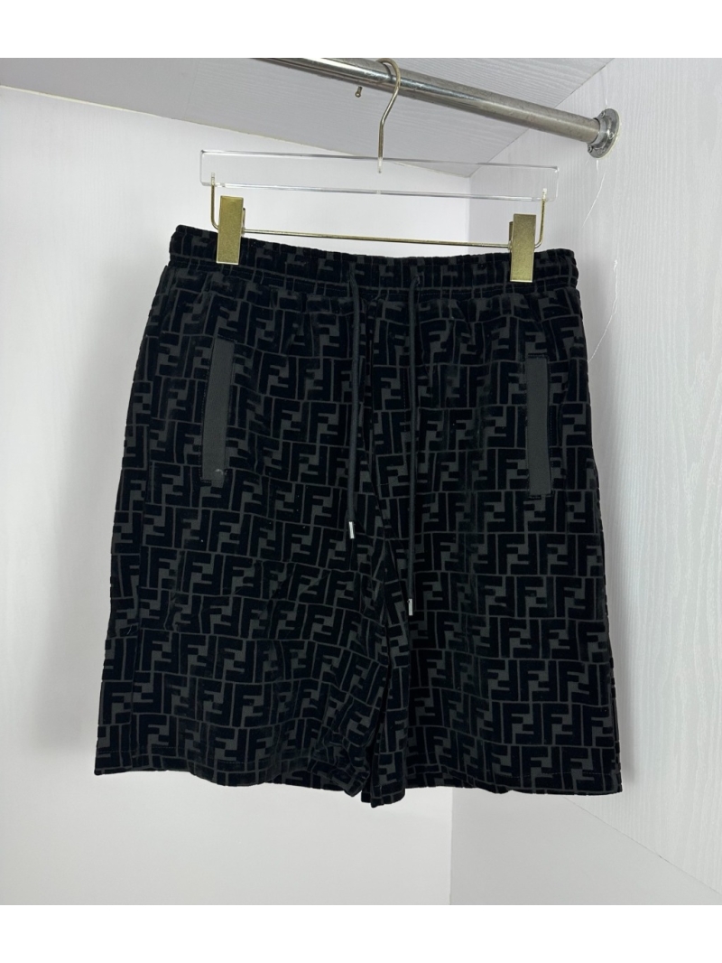 Fendi 2025 Black Flocked Logo Shorts