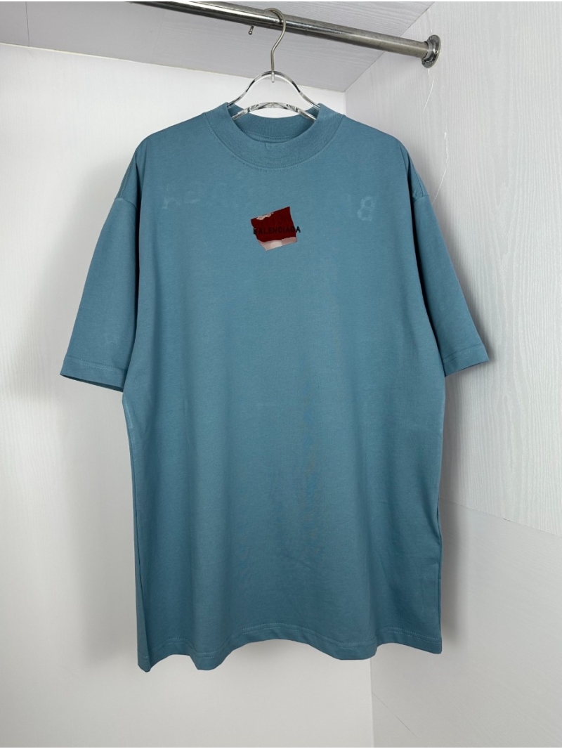 Balenciaga 2025 Collection Graphic Patch Oversized T-Shirt – Blue