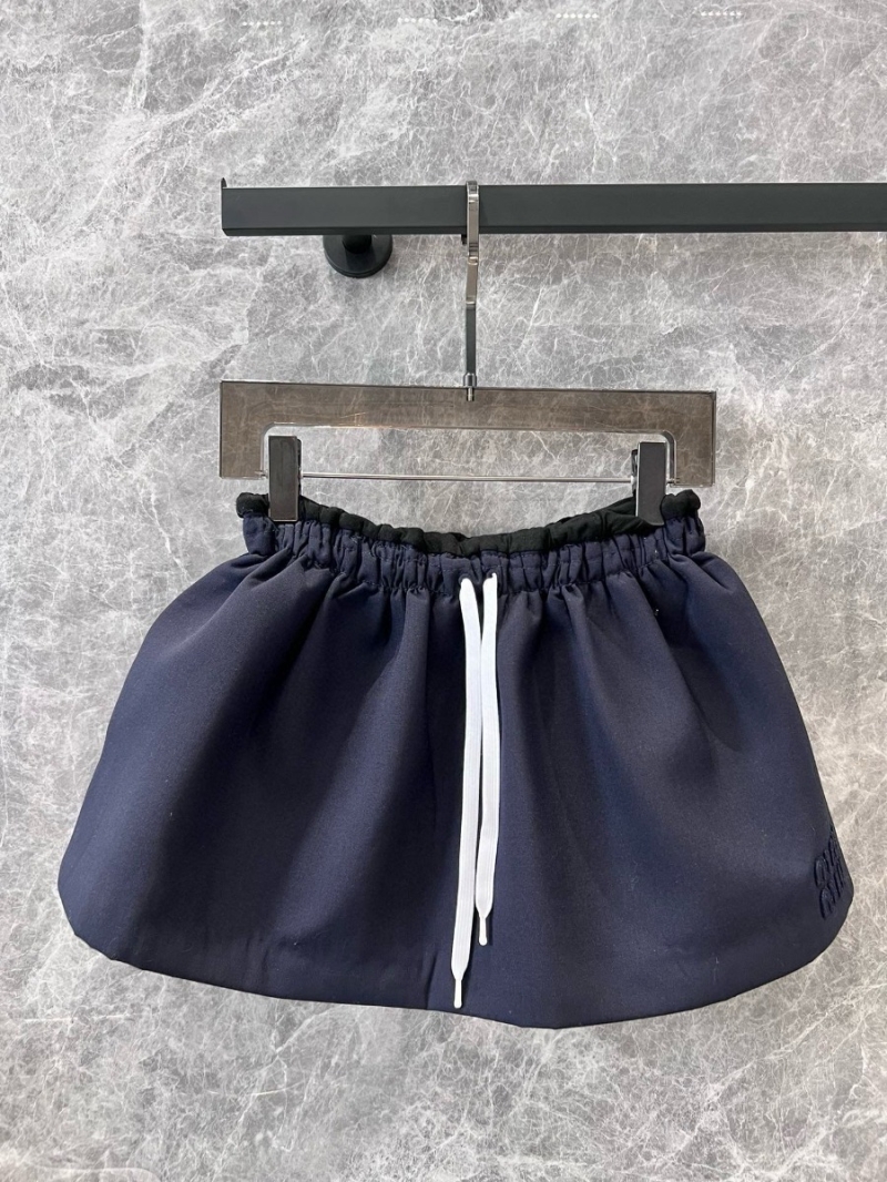 Miu Miu Spring/Summer New Lightweight Drawstring Mini Skirt in Navy
