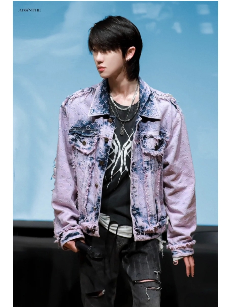 Louis Vuitton LV Fringe Distressed Denim Jacket - Pink & Blue