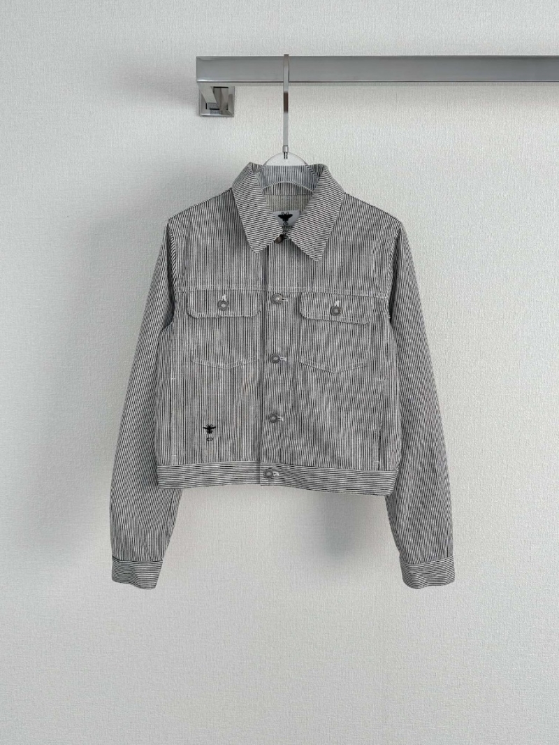 Dior Vertical Striped Collared Jacket – Timeless Blue and White Pinstripe Design