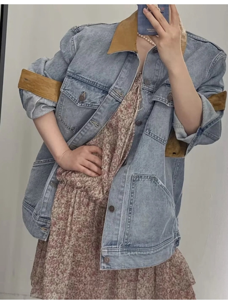 Celine Classic Collar Denim Jacket in Light Blue