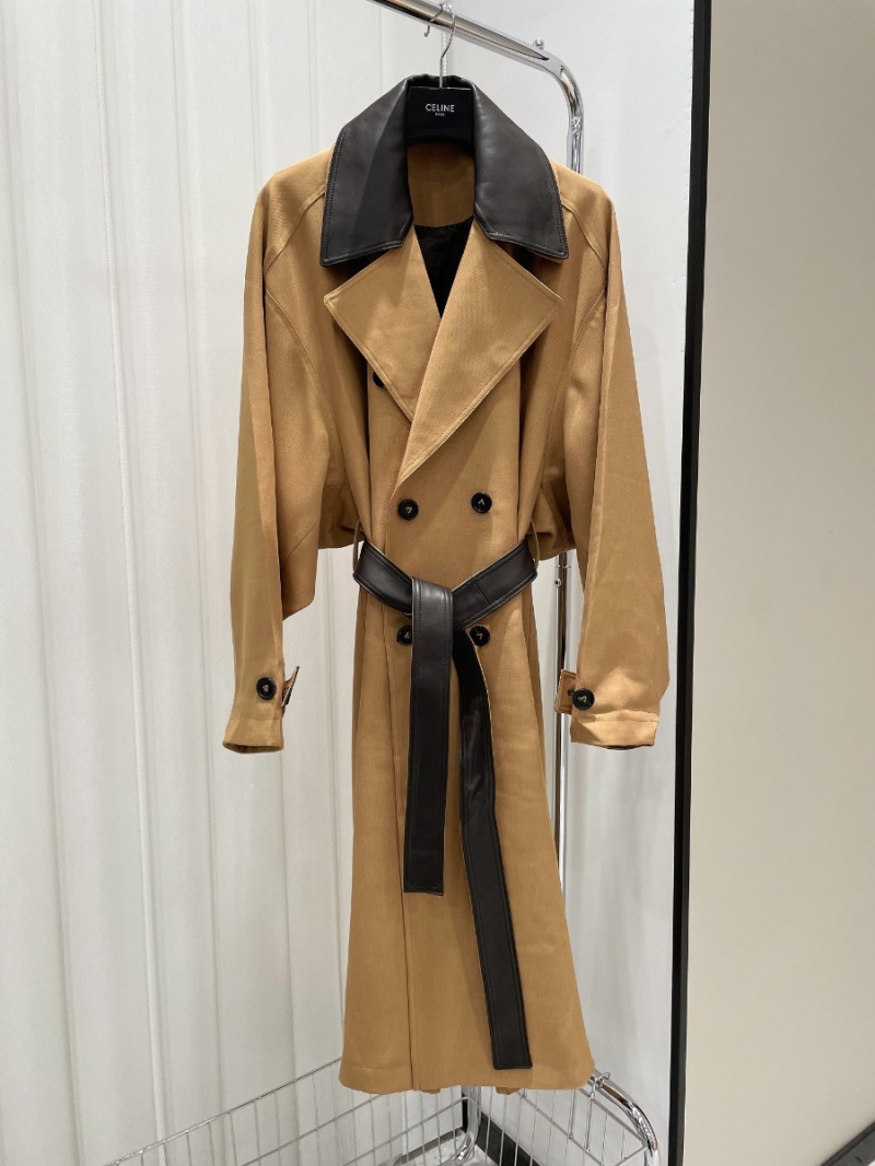 Contrast Collar Trench Coat by Bottega Veneta. Khaki