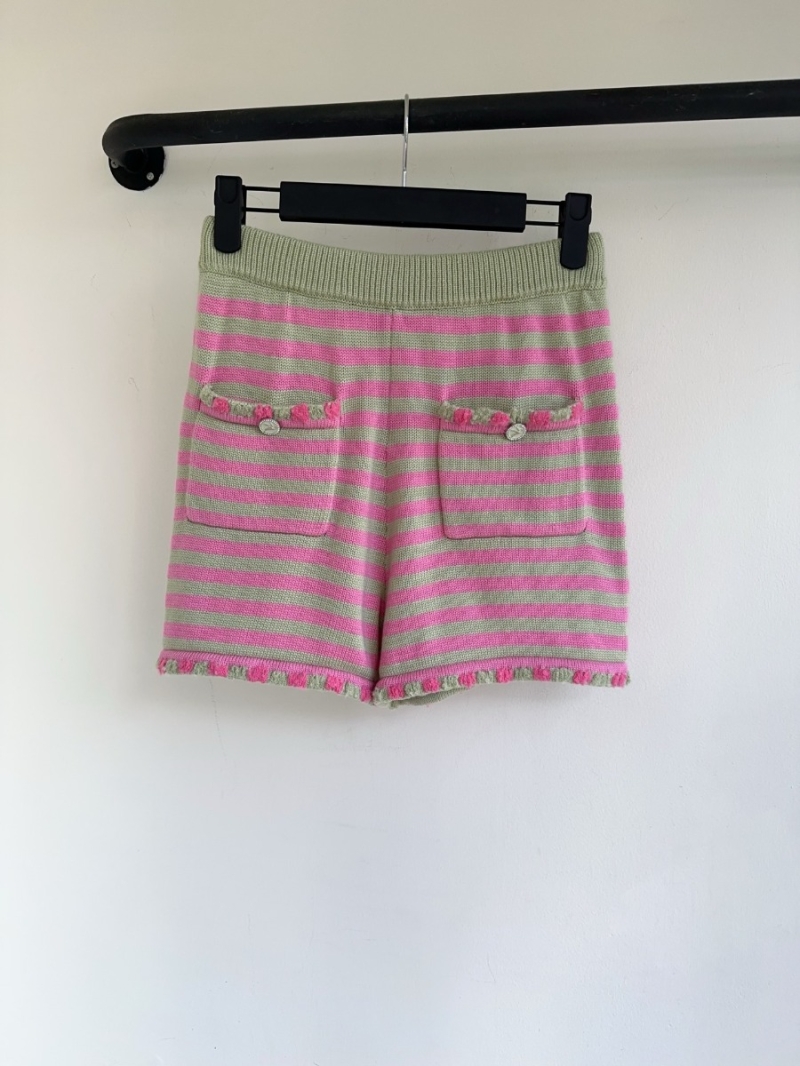 Chanel 25 Spring/Summer Chic Striped Shorts Pink and Green