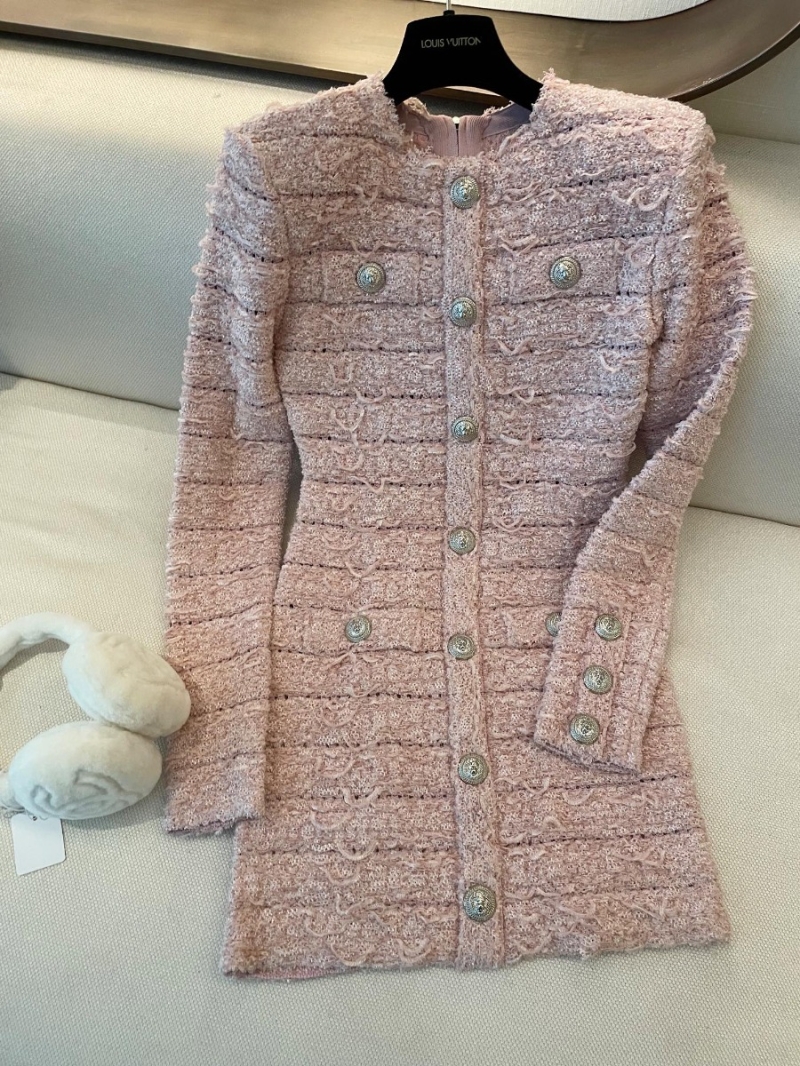 Balmain New Round Neck Dress Coat