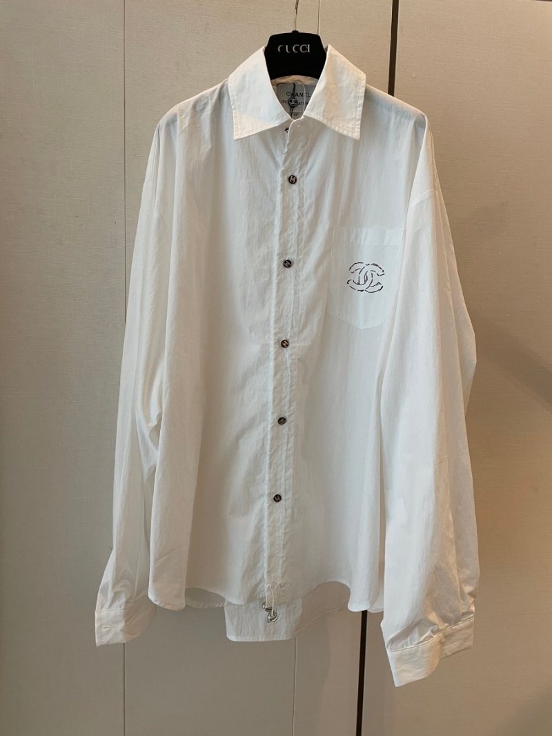 Chanel CC Vintage Collection Stylish Button-Up Shirt - White