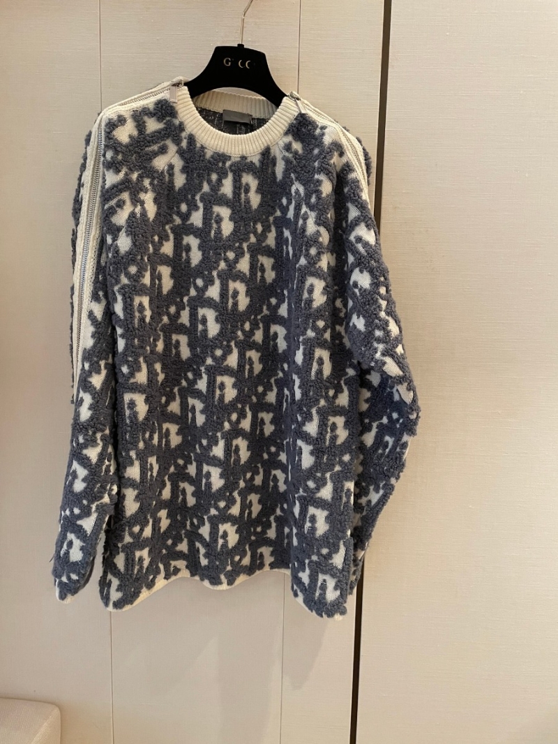 Dior Oblique Collection Modern Knitted Sweater in Dark Blue