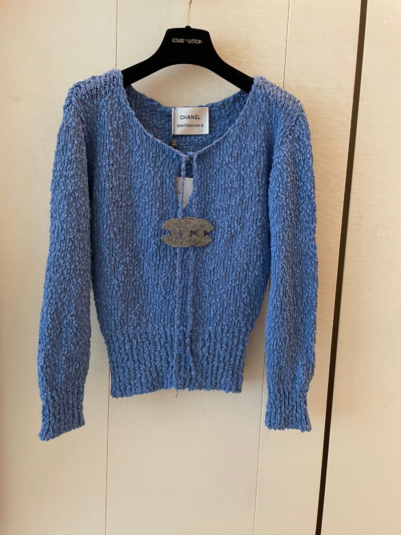 Chanel CC Vintage Collection Textured Knit Sweater - Blue