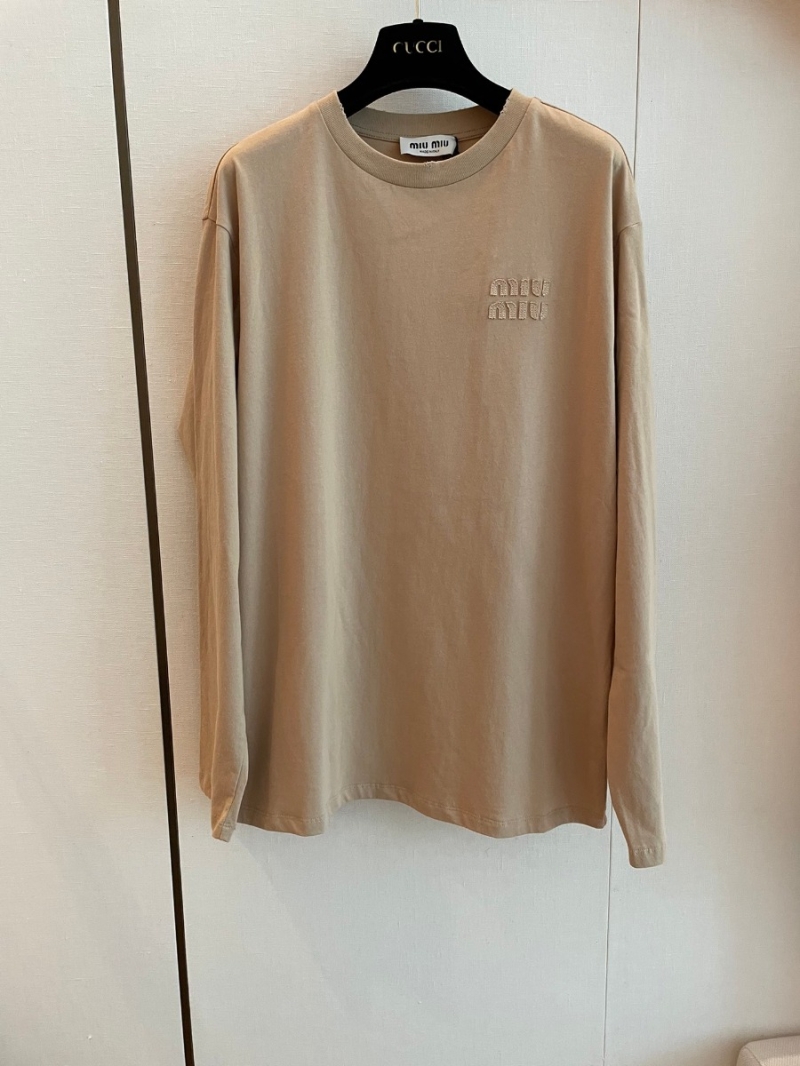 Miu Miu Early Collection Almond Beige Long-Sleeve Top.