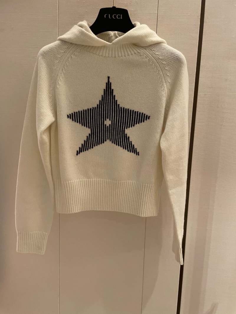 Dior Alps Wool Hoodie from the Alpine Ski Collection. White with Star Pattern