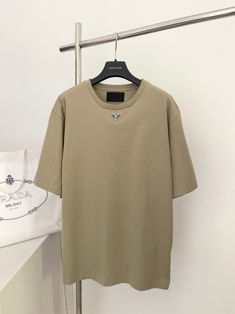 Prada Triangle Logo Short-Sleeve T-Shirt Taupe - Luxe Casual