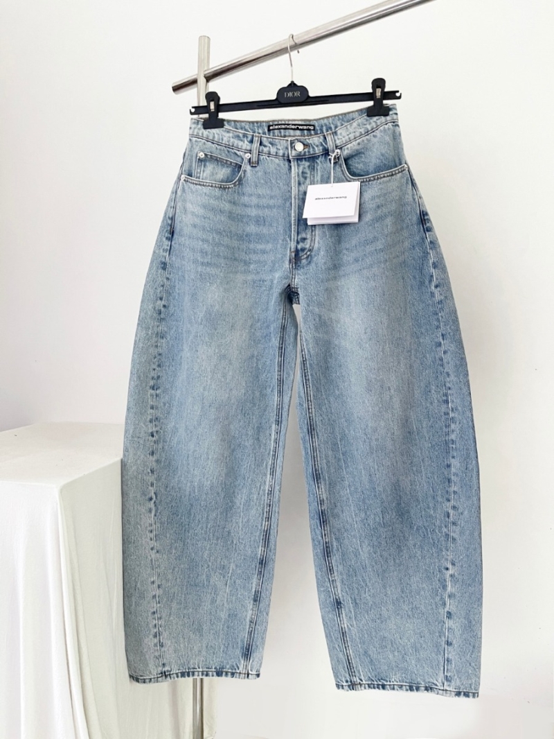 Alexander Wang Exclusive Arc-Hem Wide-Leg Pants with Embossed Logo