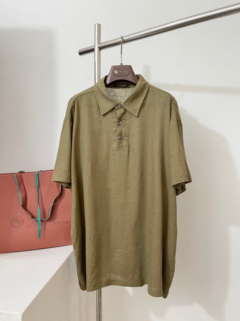 Loro Piana Men's Exclusive Linen Solid Short-Sleeve Polo olive