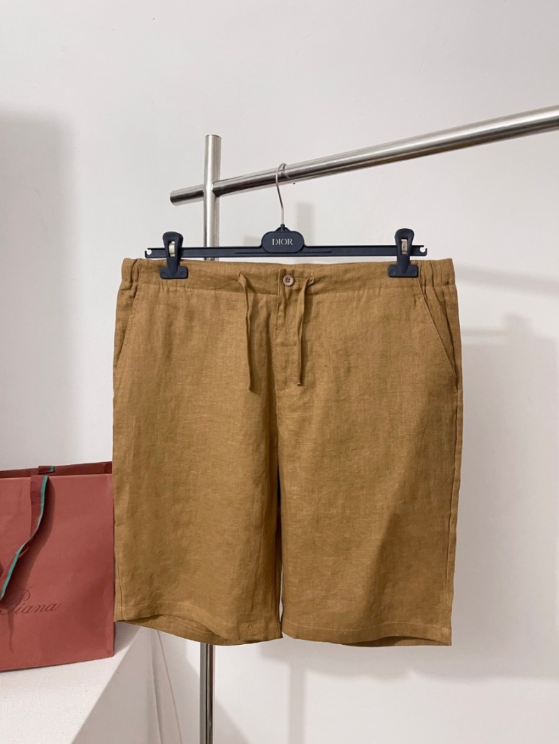 Loro Piana Men's Imported Linen Drawstring Casual Shorts Tan