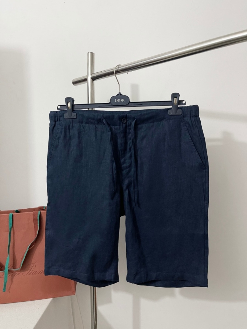 Loro Piana Men's Imported Linen Drawstring Casual Shorts navy