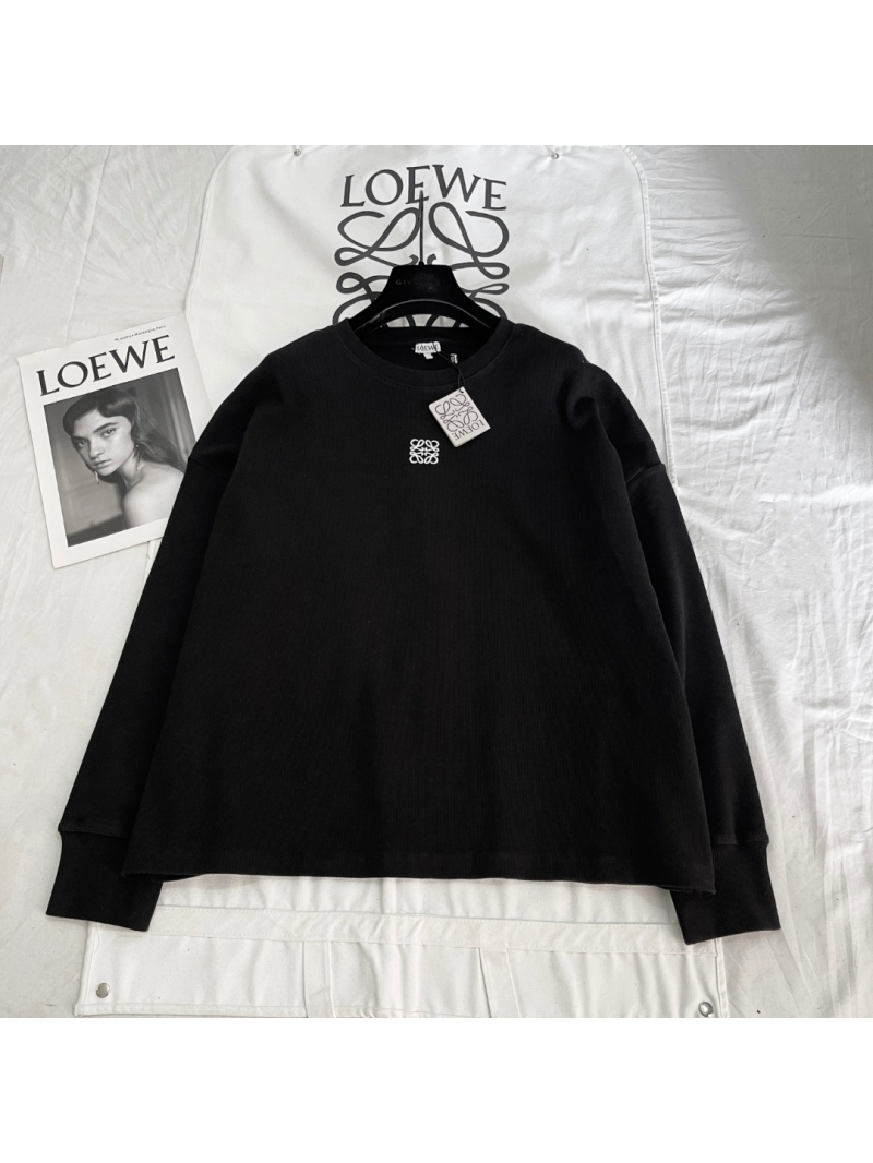 Loewe Black Anagram Embroidered Crewneck Sweatshirt | Elevated Ribbed Knit Jumper