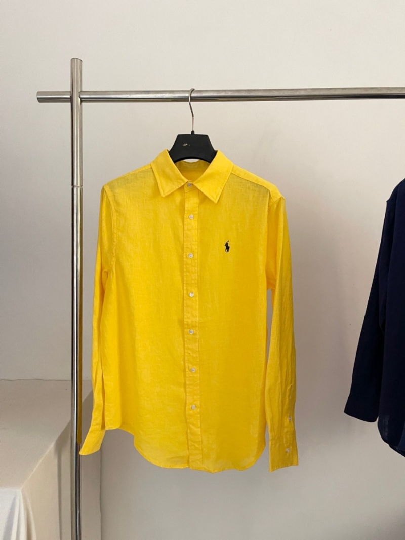 Ralph Lauren Signature Embroidered Yellow Linen Shirt