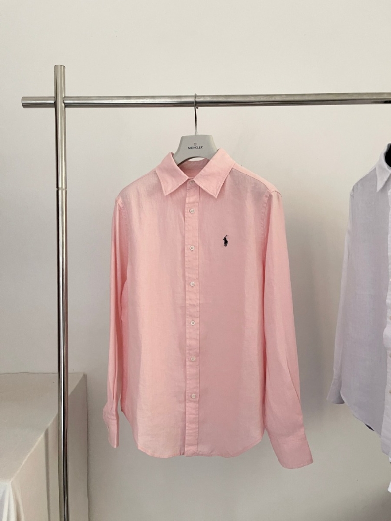 Ralph Lauren Signature Embroidered Pink Linen Shirt