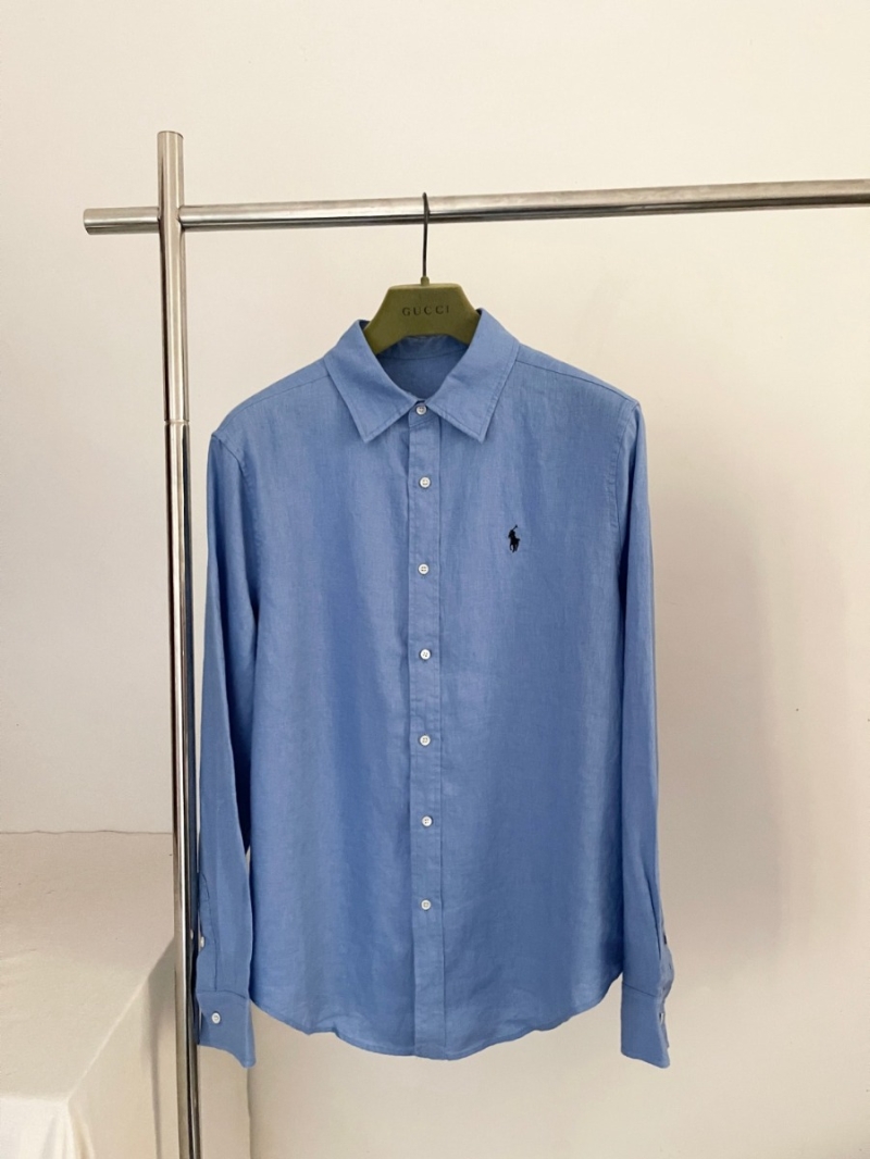 Ralph Lauren Signature Embroidered Blue Linen Shirt