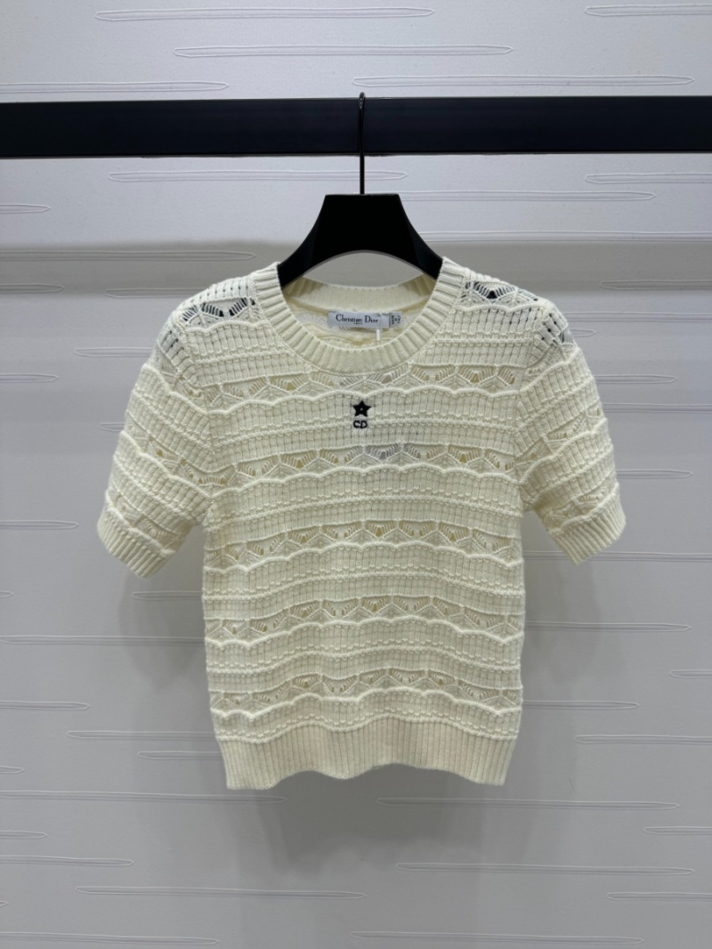 Dior 2025 Spring/Summer Chic Open-Knit Sweater in Monochrome. White