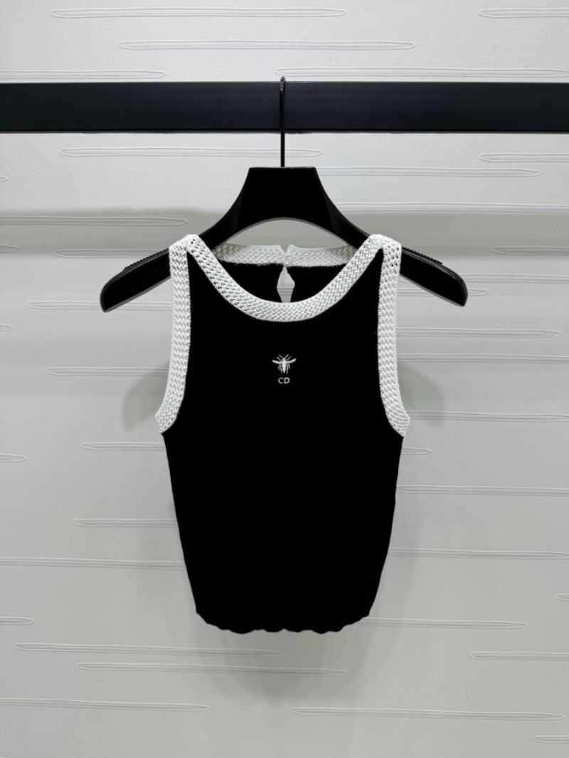 Dior 2025 Spring/Summer Elegant Knit Tank Top in Monochrome. Black
