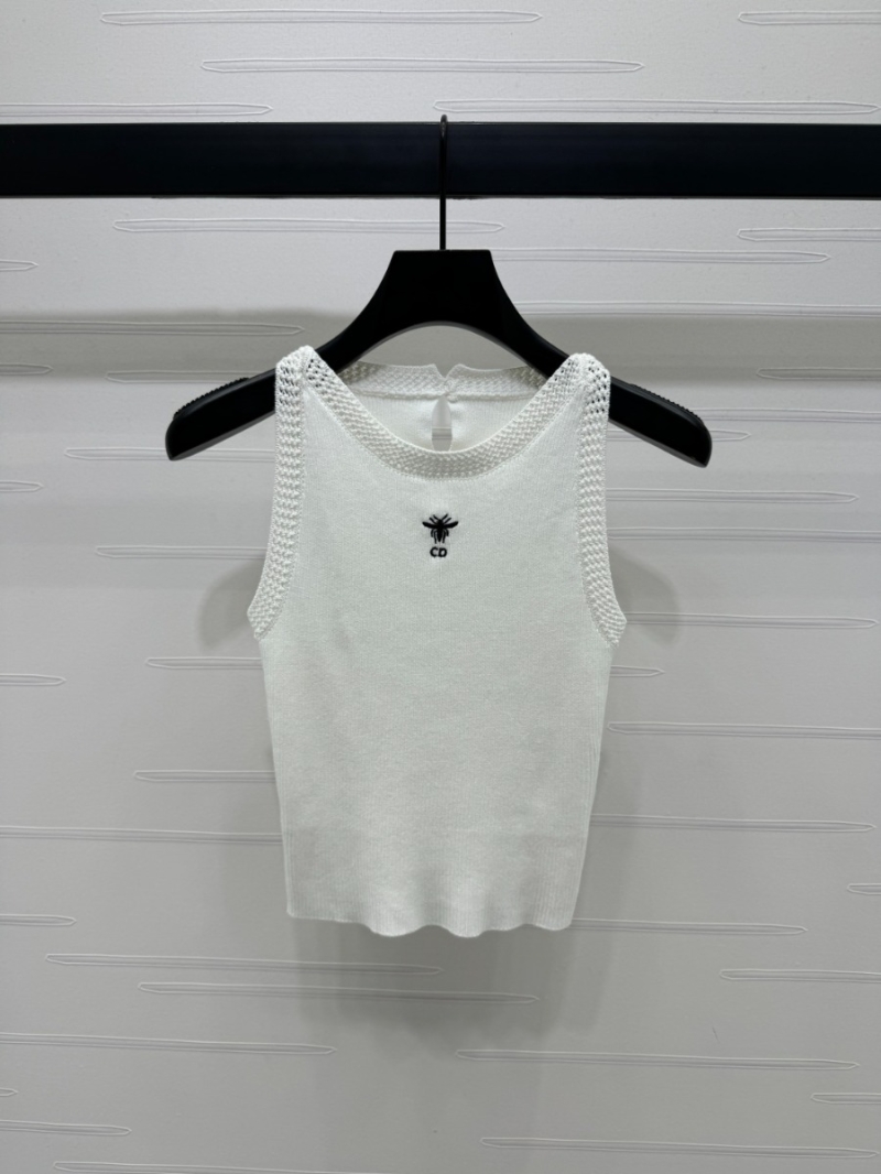 Dior 2025 Spring/Summer Elegant Knit Tank Top in Monochrome. White