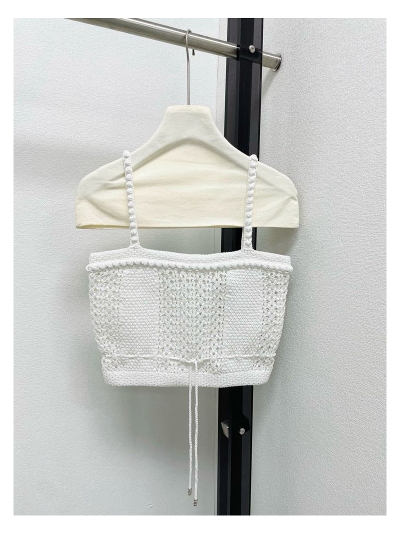 Chanel Plaid Woven Camisole in Chalk White