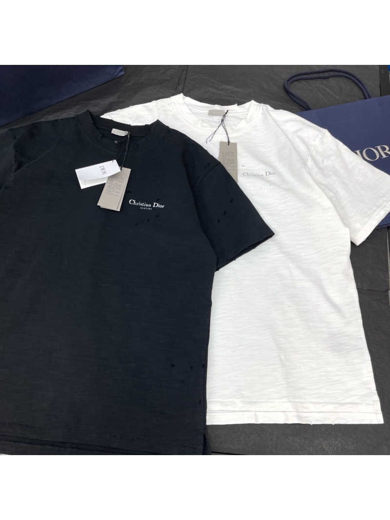 Dior CD Distressed Letter Print T-Shirt in Black - Unisex Luxury Cotton Tee