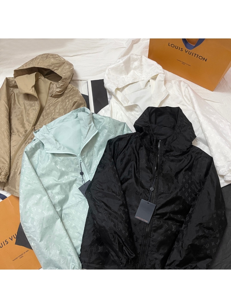 Louis Vuitton White Double-Sided Windproof Jacket - Luxe Nylon Elegance