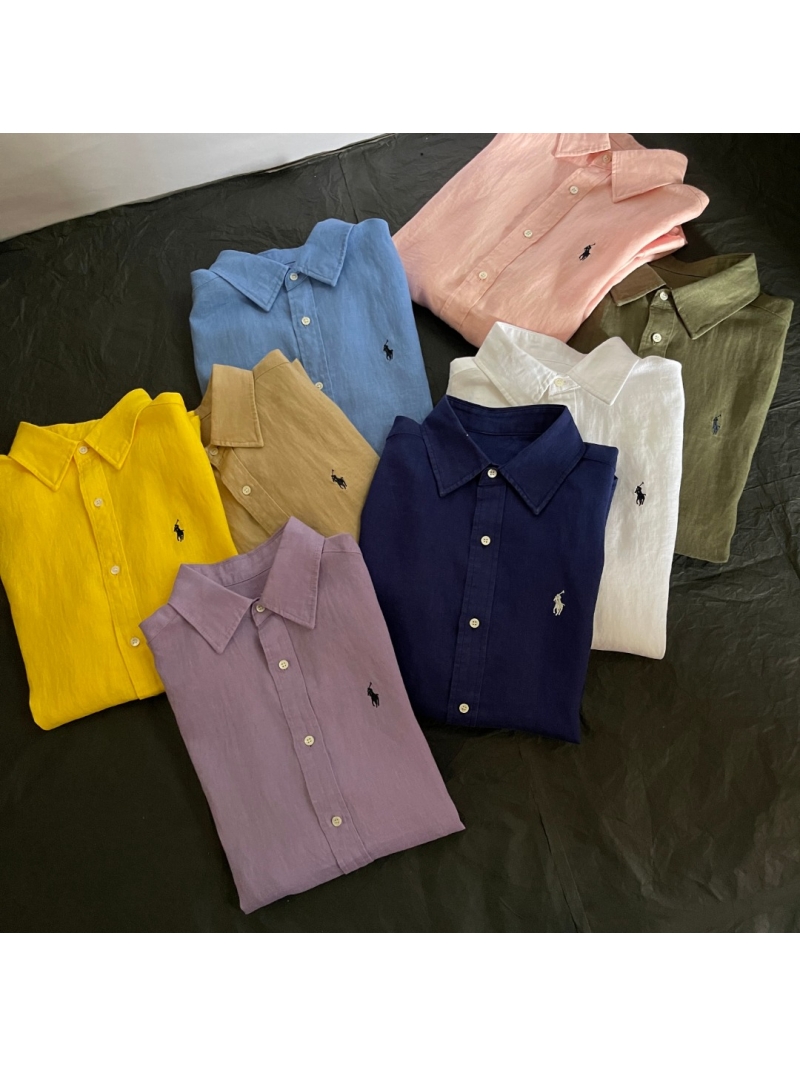 Ralph Lauren Signature Embroidered White Linen Shirt