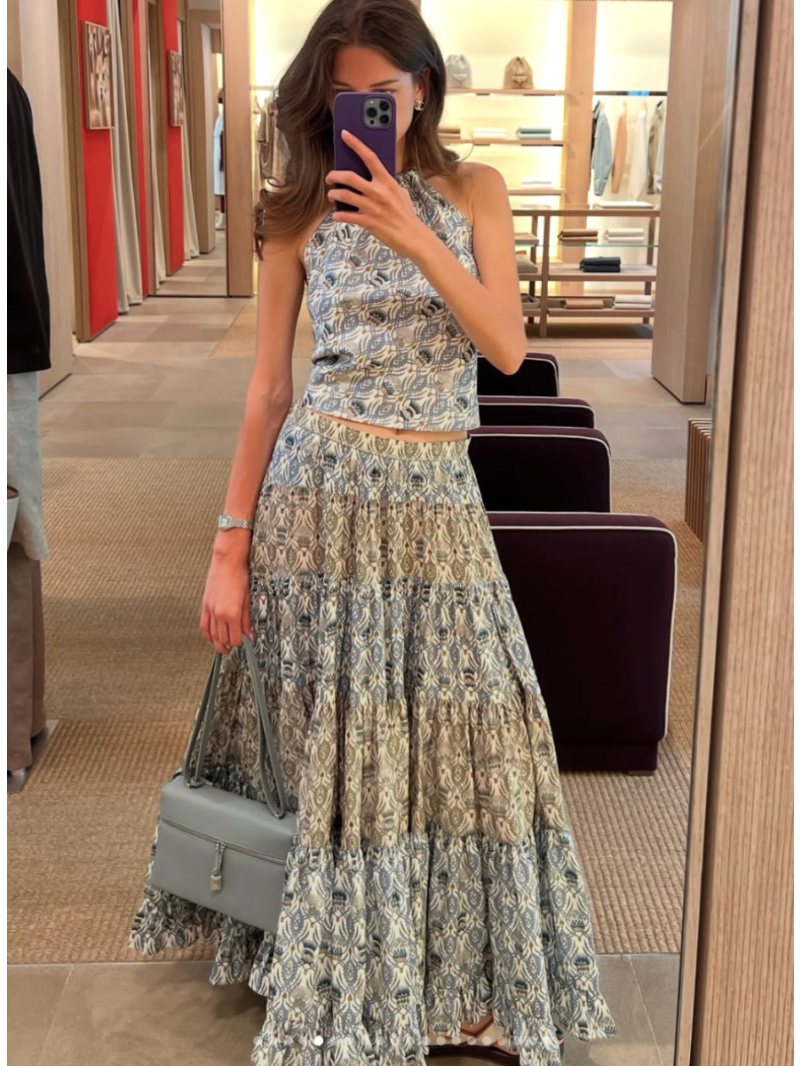 Loro Piana Elegant Floral Print Maxi Skirt - Luxe Resort Style