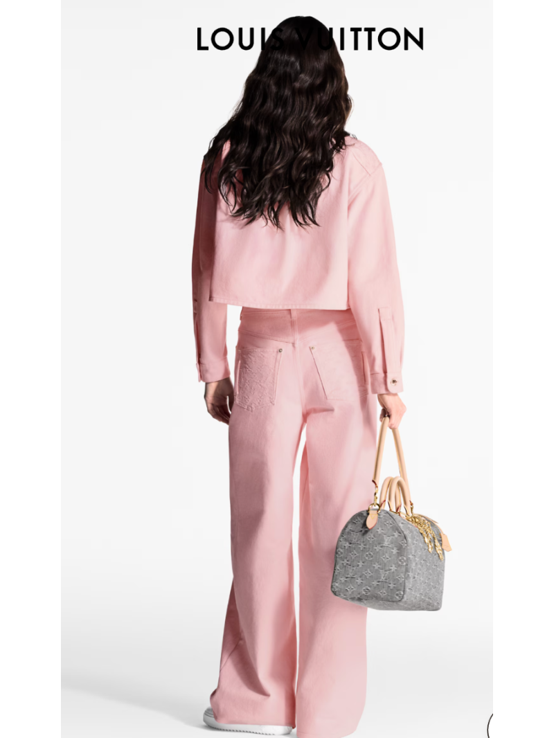 Louis Vuitton LV25 Luxe Jacquard Wide-Leg Denim Pleat Jeans