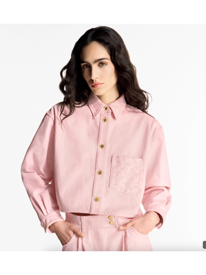 Louis Vuitton LV Pink Cropped Denim Shirt Jacket - Exclusive SS25 Luxe Edition