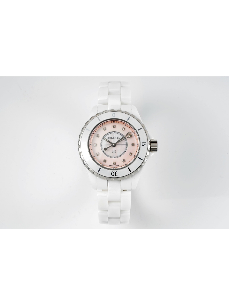 CHANEL Exclusive J12 Series 33 Wristwatch white pink diamond